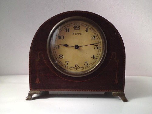 Mahogany swiss day clock - swiss,