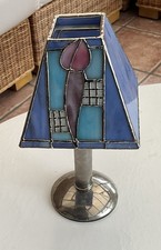 Charles Rennie Mackintosh style stained glass tea light holder