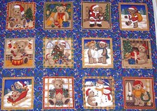 Christmas Teddy Squares Panels