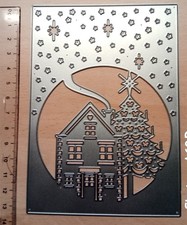 Metal Cutting Dies ~ House & Tree Christmas Scene Cover Die