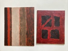 Vintage Paintings X2 Abstract geometric On Board Earthy Tones Gallery Wall