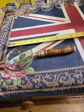 Large Vintage Wood And Brass Magnifying Glass.
