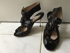 Nicholas Kirkwood shoes. Nicholas Kirkwood black leather gold studded heels. UK3