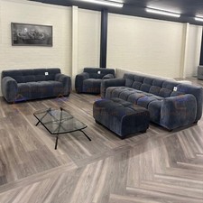 ALUXO® Harlem 1/2/3/4 Seater Sofa Arm Chair Grey Steel Velvet Boucle Group Range