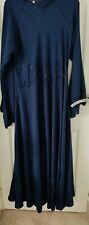 Womens fancy  Dubai Abaya Style Kaftan Farasha Maxi jilbab dress Blue Large
