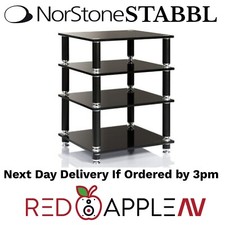Norstone Stabbl Modular HiFi AV Rack Stand Black Tempered Glass Shelves