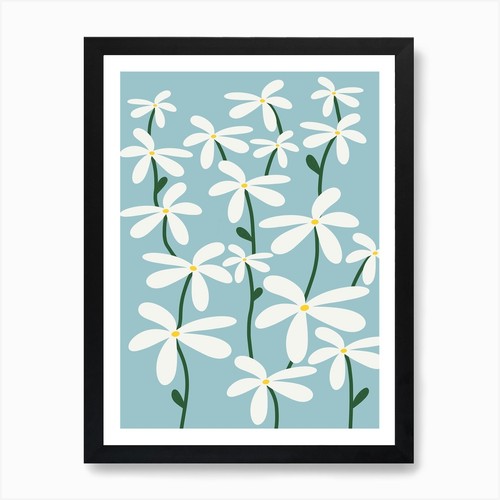 Blue daisy meadow art - blue,