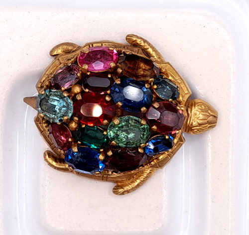 Vintage rhinestone turtle - vintage,