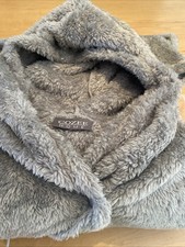 Cozee Home QVC One Button Hooded Dressing Gown One Size New But No Tags Grey