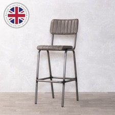 GREY FAUX LEATHER BAR STOOL