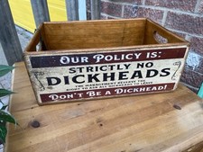 VINTAGE STYLE PUB BANTER NO D**KHEADS CRATE TRAY RECLAIMED TIMBER 41x28x16cm