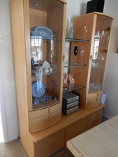 wall unit living room cabinet with glass display