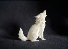 3D Printed Wolf Figurine – Sitting Howling Wolf Sculpture for Nature Lovers