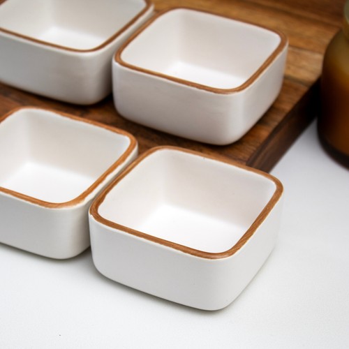 Stoneware square ramekins - stoneware, set
