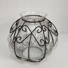 Italian Caged Glass Iron Terrarium Plant Pot Vase
