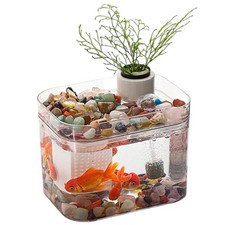 Aquarium Starter Kit Small Fish Tank w/ Air Pump Desktop Aquarium Home Office De