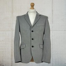 Pretty Green Black Label 80% Wool Paisley Lined Diamond Blazer In Grey Sz Small