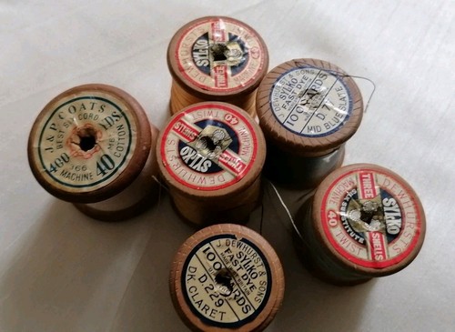 Vintage wooden bobbins - vintage,