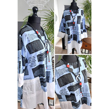 SARAH SANTOS Ladies WOMENS tunic top Lagenlook ONE size 18 20 22 24 XL  ARTY