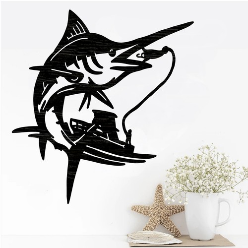 Marlin and boat cut out - cut, out,