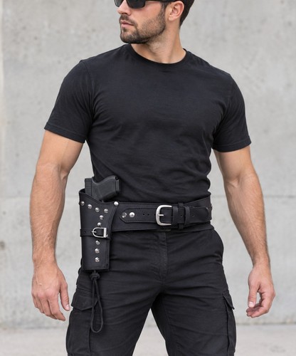 Holster belt leather gun - belt,