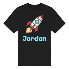 Personalised Cute Cartoon Rocket Ship Kids T-Shirt, Boys & Girls, Unisex, Custom