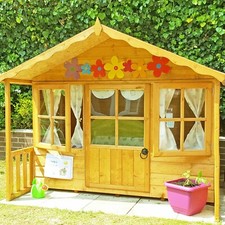 CHILDRENS WOODEN WENDY PLAYHOUSE 6x5 KIDS WOOD CANOPY GARDEN WINDOW PLAY HOUSE