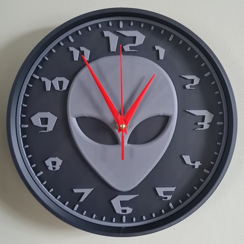 Grey alien head - alien, wall