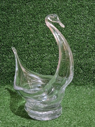 Vintage clear glass swan - vintage,
