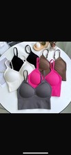 Seamless Ribbed V-Neck Camisole Bra Top  Built in Support, Multiple Colours10-16