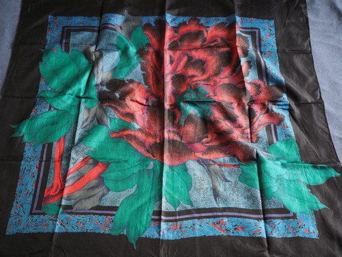 Black thai silk square scarf - silk,