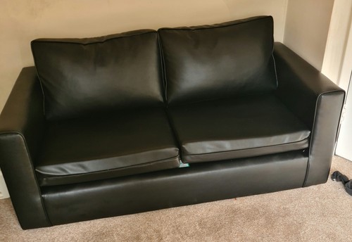 Seater sofa black faux - sofa,