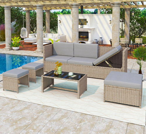 7pc rattan garden furniture - rattan,