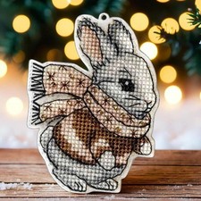 Christmas Bunny Ornament Cross
