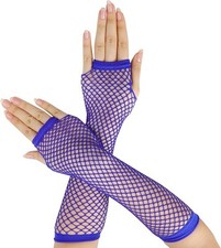 Neon Long Fishnet Gloves for 80s Fancy Dress - Neon Accessories, Fingerless