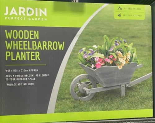 Wooden wheelbarrow planter - wheelbarrow,