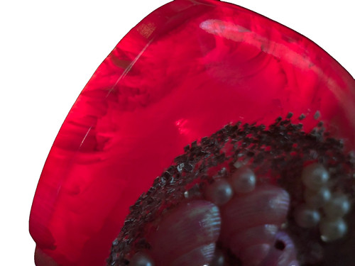 Cherry red amber fiery swirl - amber,