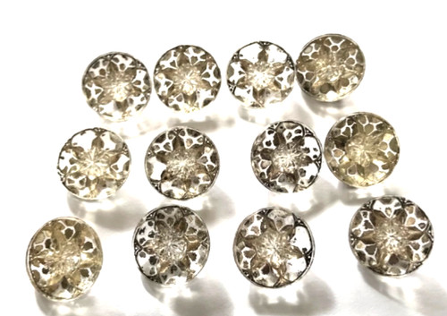 Vintage lot glass buttons - glass, 12