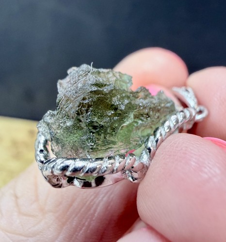 Crystal moldavite pendant - crystal,