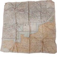 WW2 Silk  Map of France, Belgium, Holland Sheet A - Used