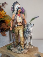 Veronese Native American Indian Warrior & Wolf Statue
