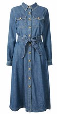 Ladies Denim Midi Dress Shirt Long Sleeve Cotton Holly Willoughby Must Have M&S