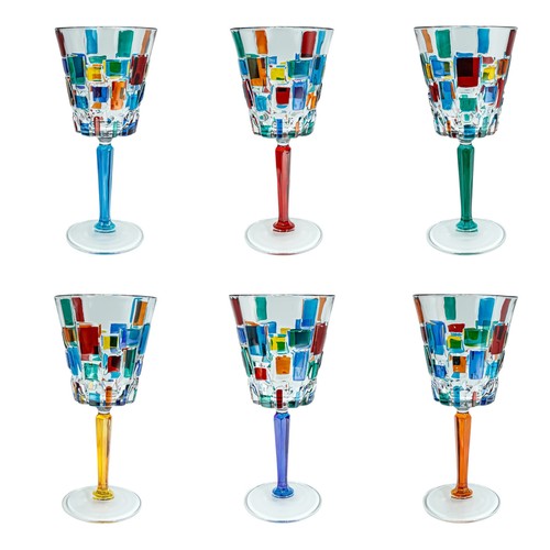 Set six murano - of, wine