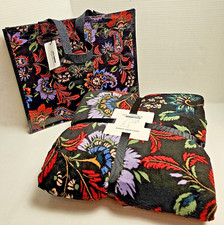 Vera Bradley Throw and Gift Tote Set in Venetian Paisley New