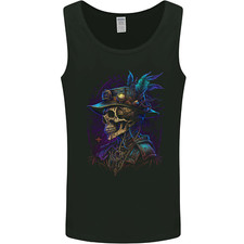 Steampunk Skull Pirate Mens Vest Tank Top