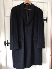 MENS ST. MICHAELS VINTAGE DARK GREY 100% WOOL OVERCOAT CROMBIE STYLE SIZE 42  
