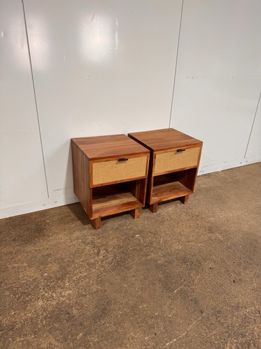 Pair acacia wood - pair, rattan