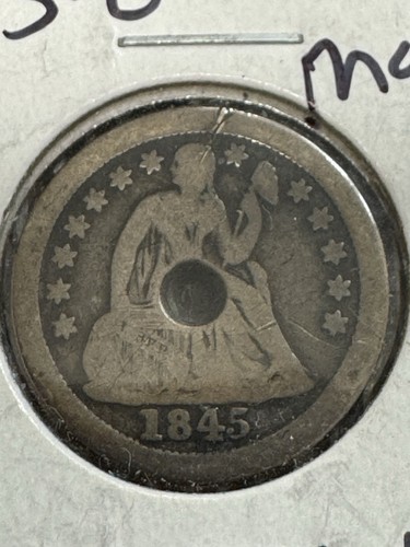 1845 seated dime much - seated, dime,
