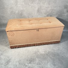 Vintage Sherborne Buttoned Storage Ottoman Blanket Box Chest Velvet Fringe Retro