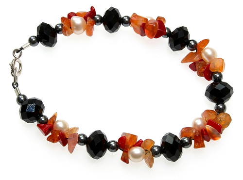 Real pearls carnelian corals - pearls,